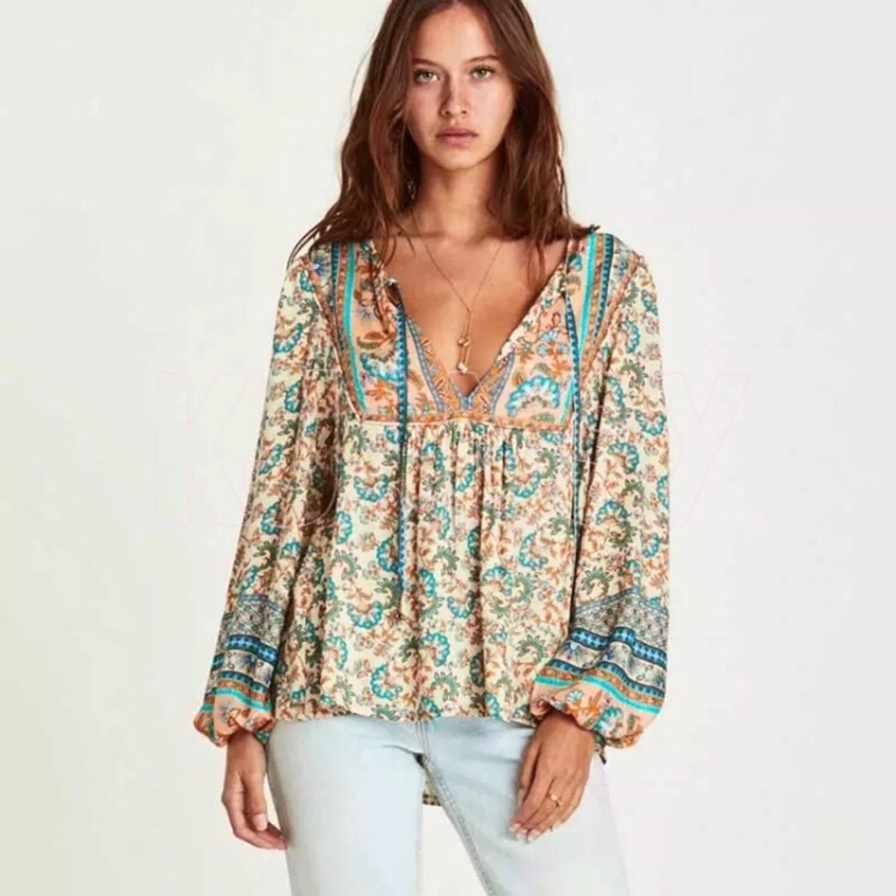 Bohemian Paisley Floral Blouse